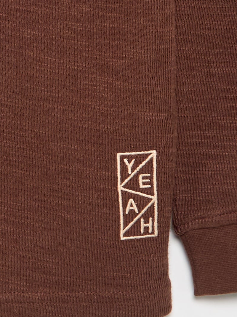 Maglione a tinta unita a maniche lunghe Marrone - Kiabi