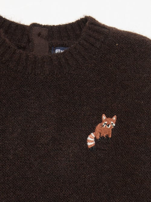Maglione a tinta unita con piccolo ricamo "volpe" - Kiabi