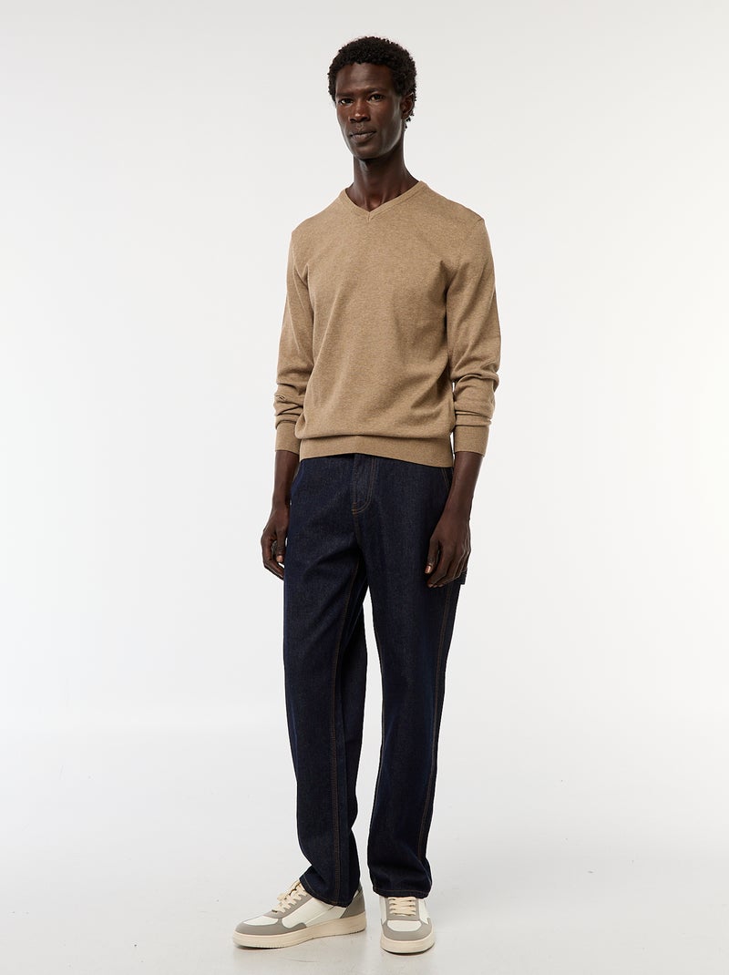Maglione basic in maglia tinta unita Marrone - Kiabi
