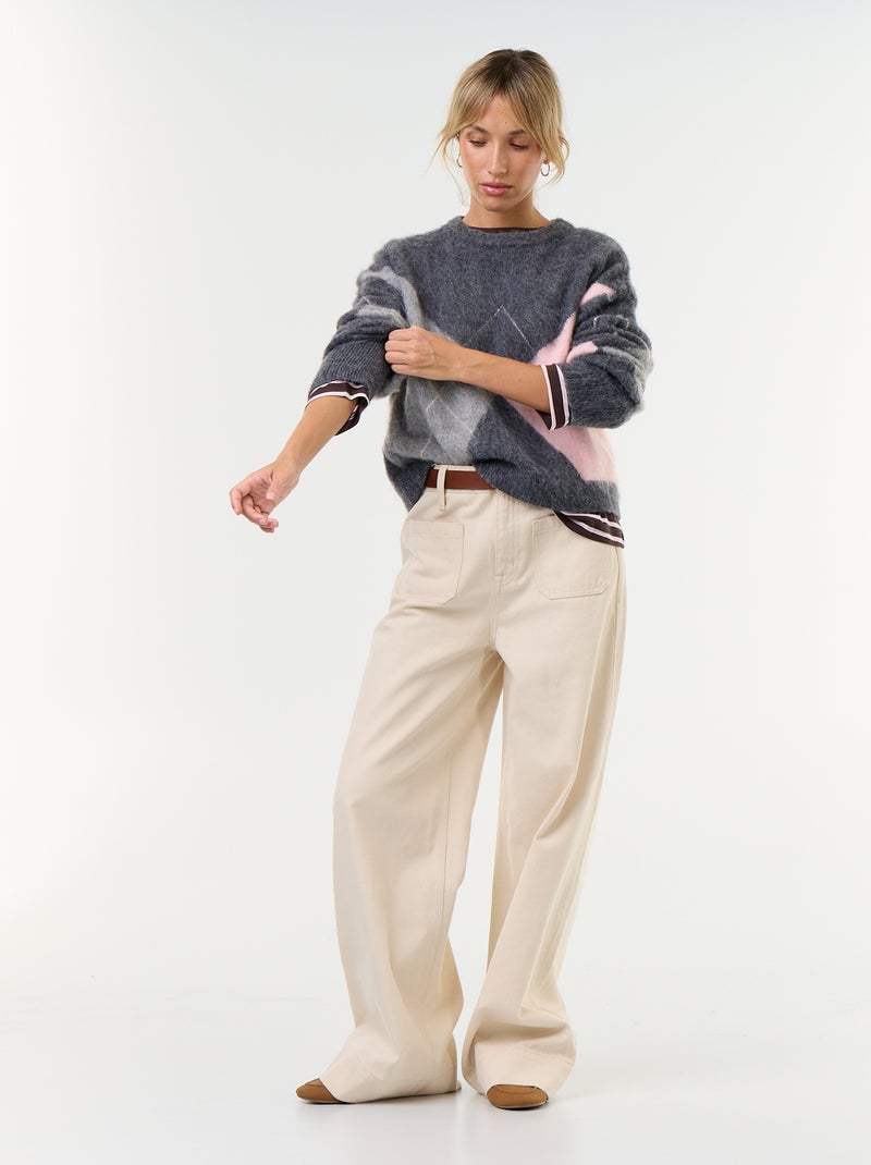 Maglione caldo a maglia girocollo Grigio - Kiabi