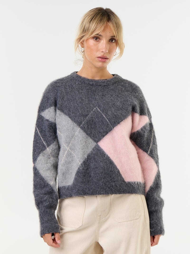 Maglione caldo a maglia girocollo Grigio - Kiabi