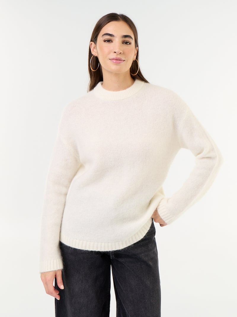 Maglione caldo in mohair a girocollo Beige - Kiabi