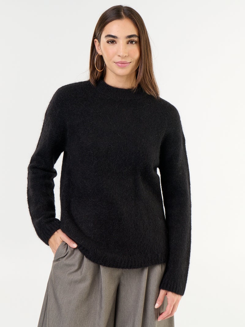 Maglione caldo in mohair a girocollo Nero - Kiabi