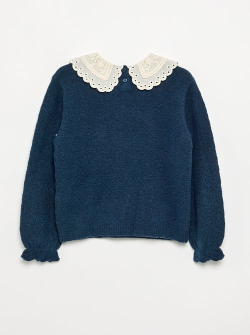 Maglione con ampio collo ricamato fantasia - Kiabi
