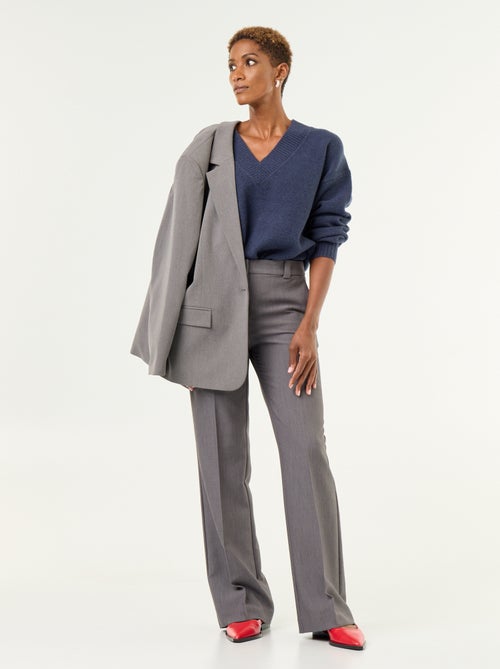 Maglione con ampio scollo a V in maglia a coste - Kiabi