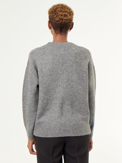 Maglione con ampio scollo a V in maglia a coste - Kiabi