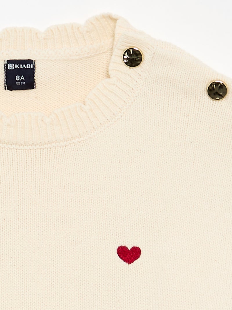 Maglione con apertura abbottonata sulla spalla Bianco - Kiabi