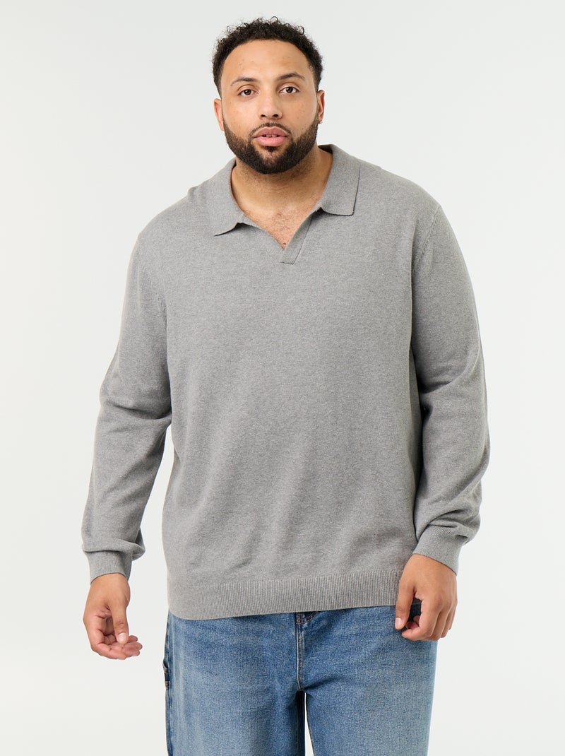 Maglione con collo a polo e maniche lunghe Grigio - Kiabi