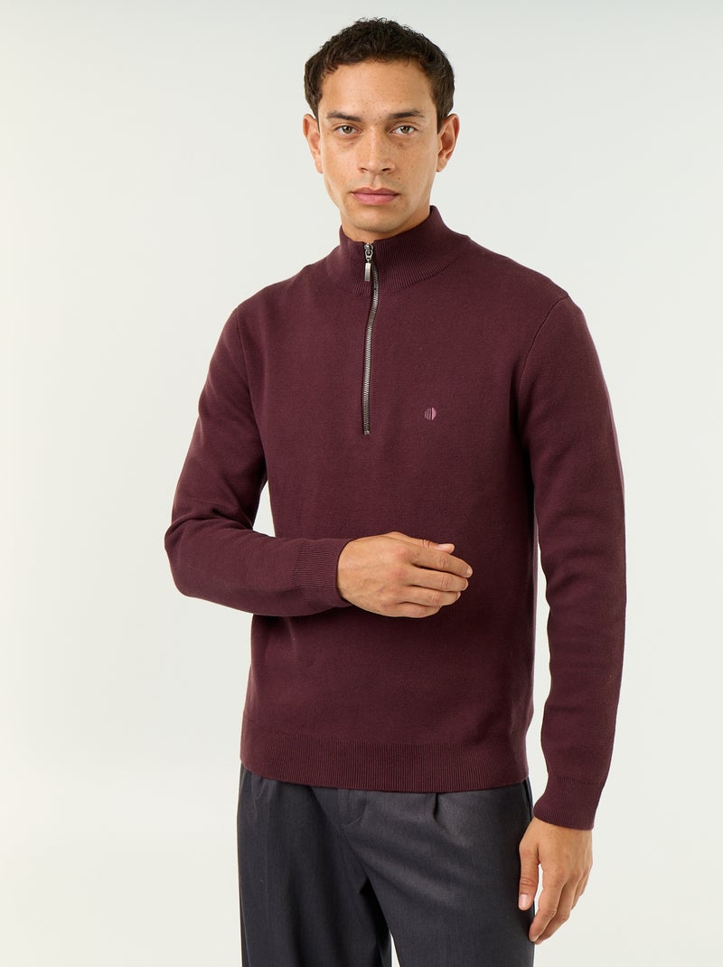 Maglione con collo alto e zip Viola - Kiabi