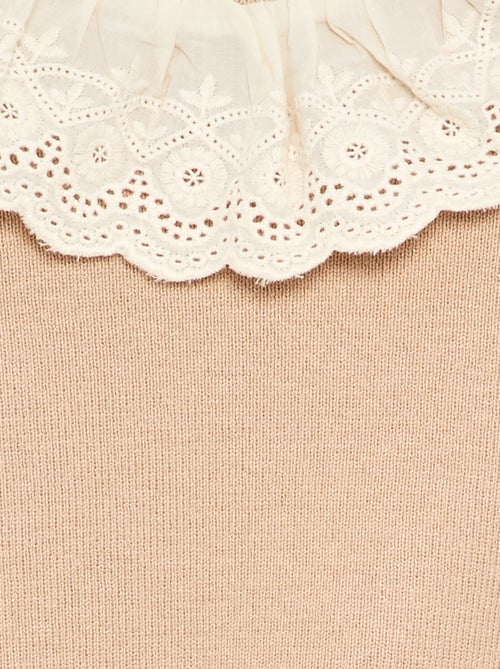 Maglione con collo fantasia in pizzo sangallo - Kiabi
