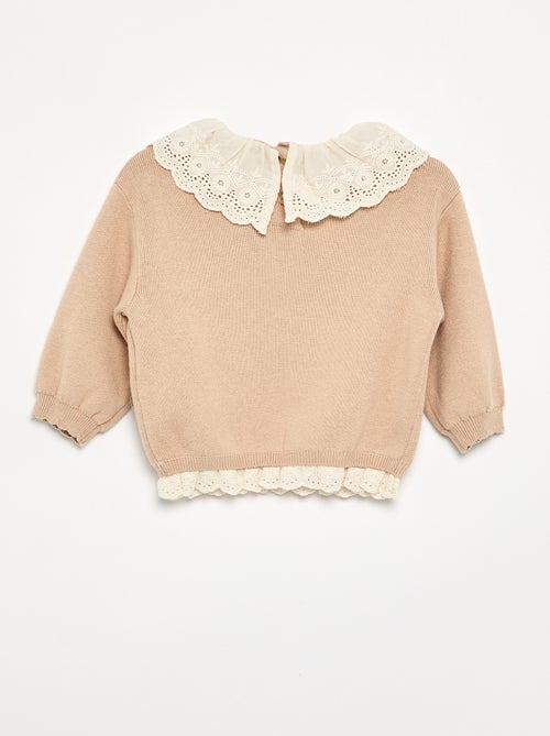 Maglione con collo fantasia in pizzo sangallo - Kiabi