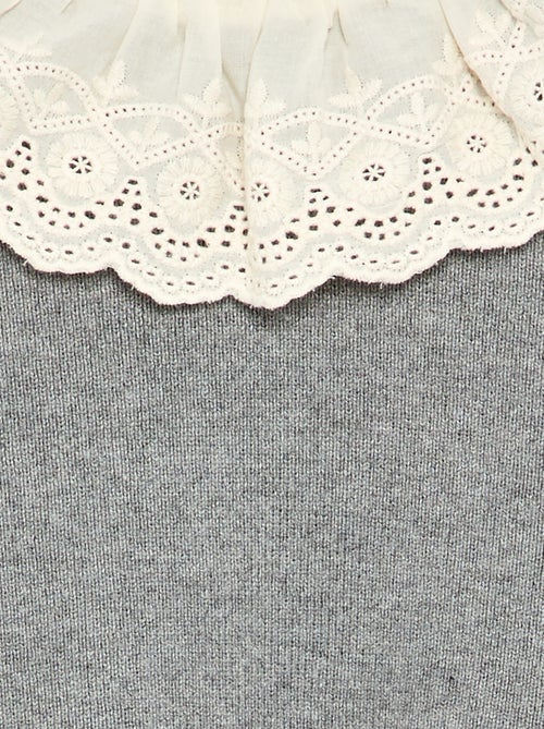 Maglione con collo fantasia in pizzo sangallo - Kiabi