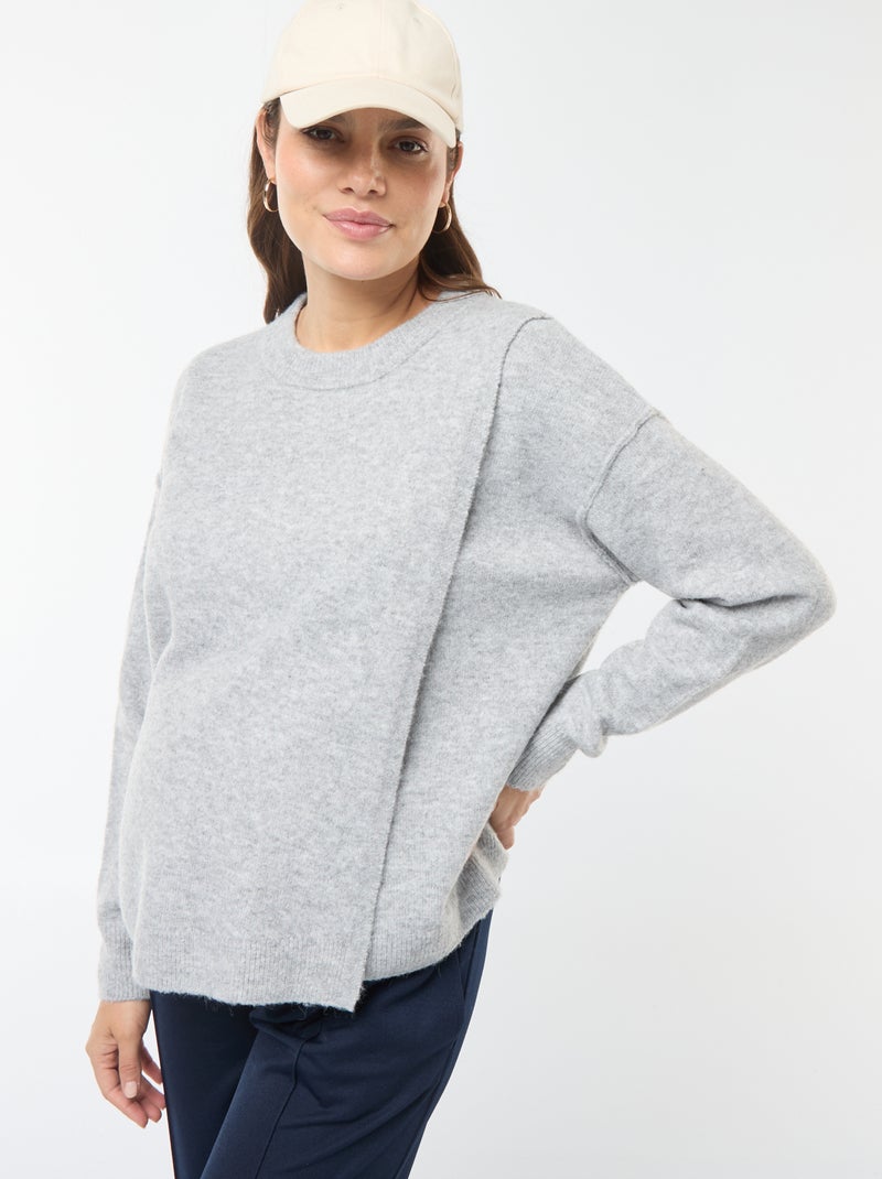 Maglione da allattamento in maglia soffice Grigio - Kiabi