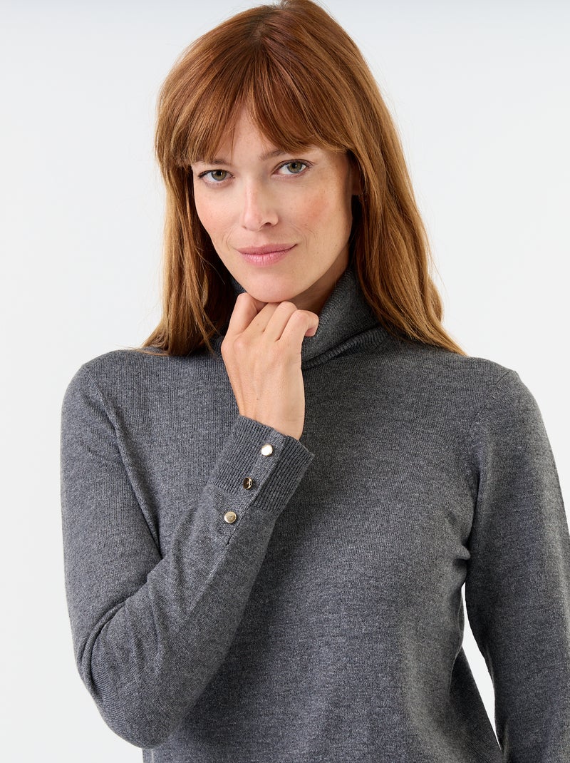 Maglione dolcevita a maglia fine Grigio - Kiabi