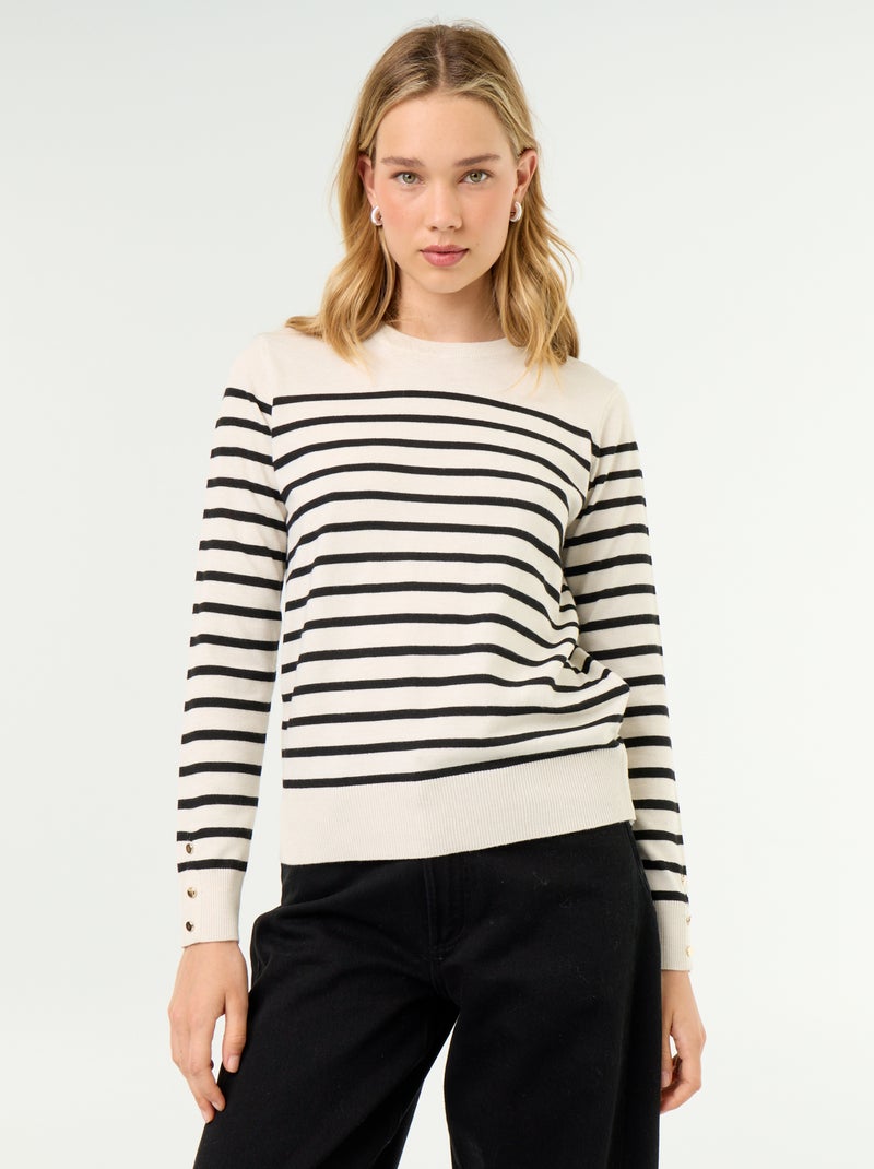 Maglione girocollo in maglia fine Beige - Kiabi