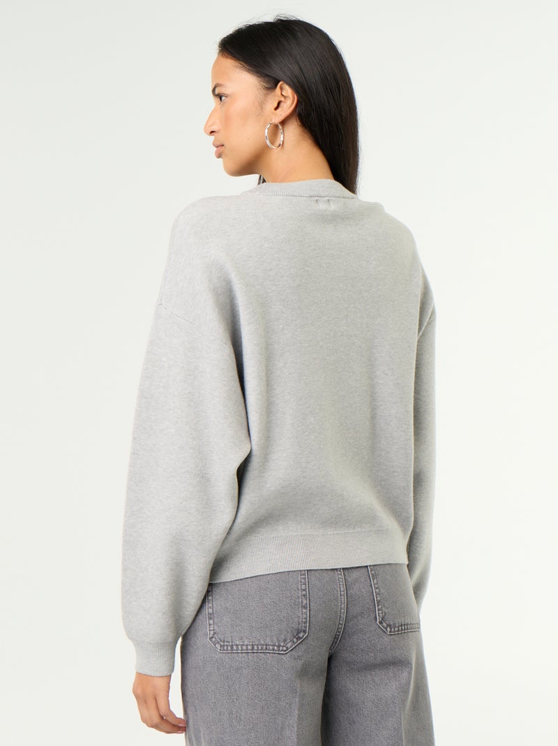 Maglione girocollo in maglia morbida con scritta Grigio - Kiabi