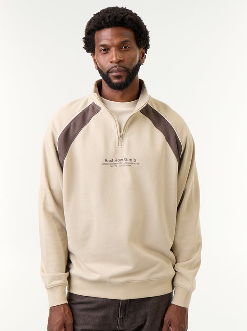 Maglione in French Terry con collo a lupetto e zip - Kiabi