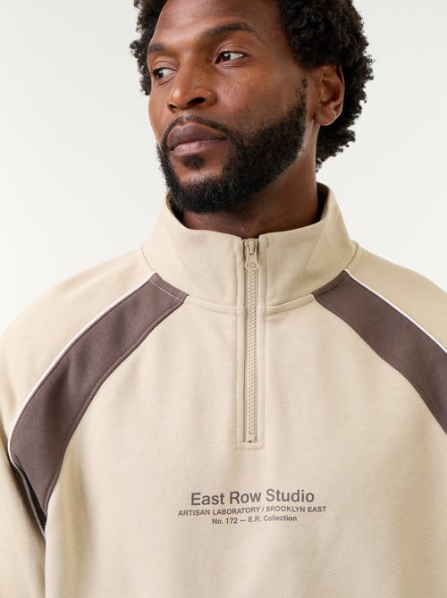 Maglione in French Terry con collo a lupetto e zip - Kiabi