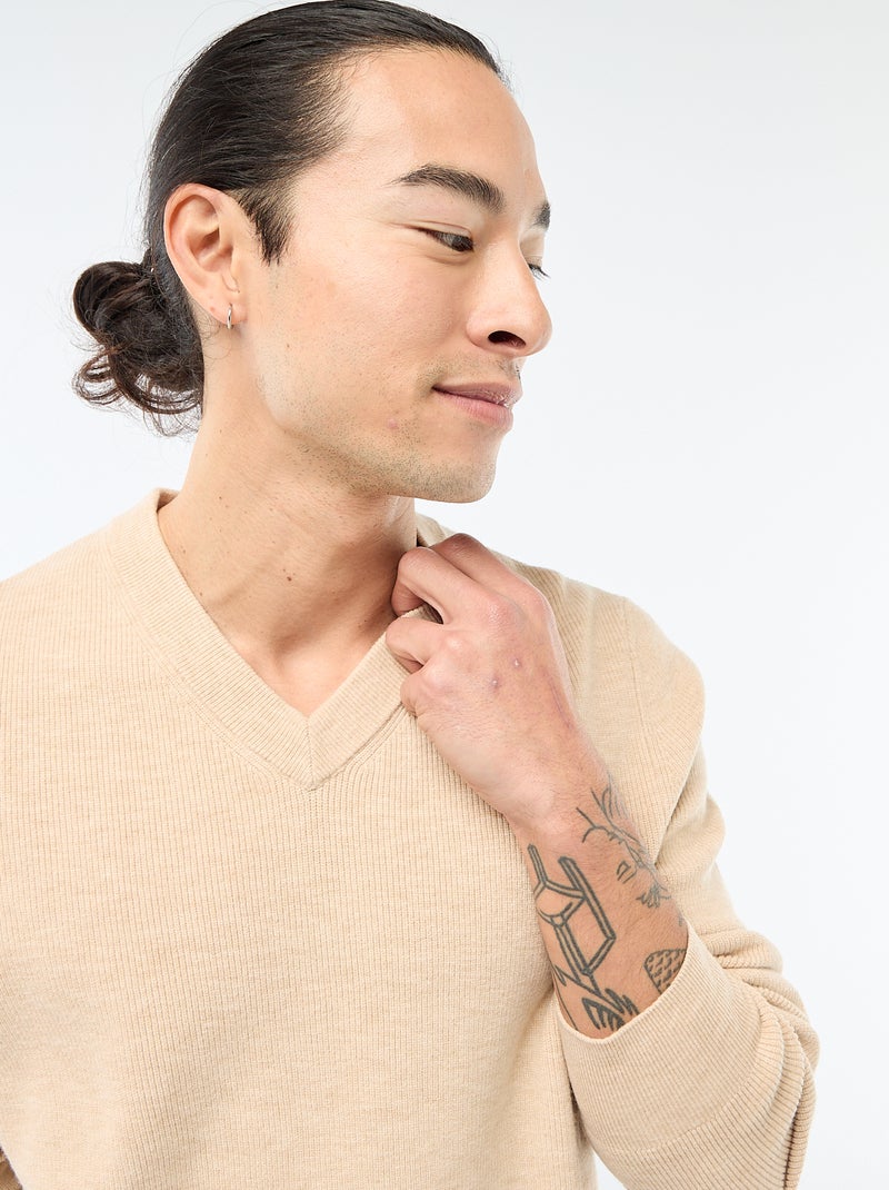 Maglione in maglia a punto grosso Beige - Kiabi