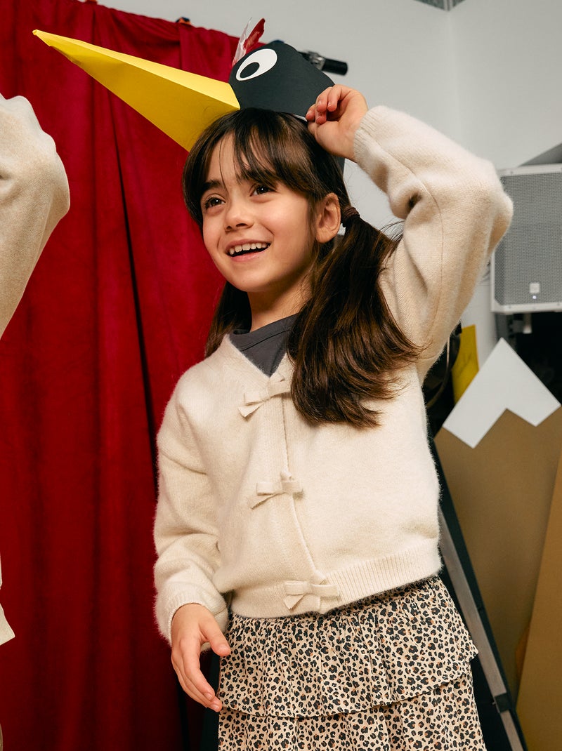Maglione in maglia con apertura a nodi Bianco - Kiabi