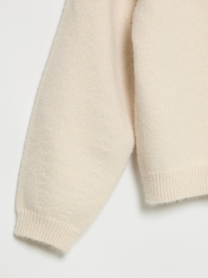 Maglione in maglia con apertura a nodi Bianco - Kiabi