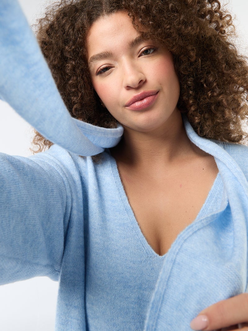 Maglione in maglia con sciarpa integrata Blu - Kiabi