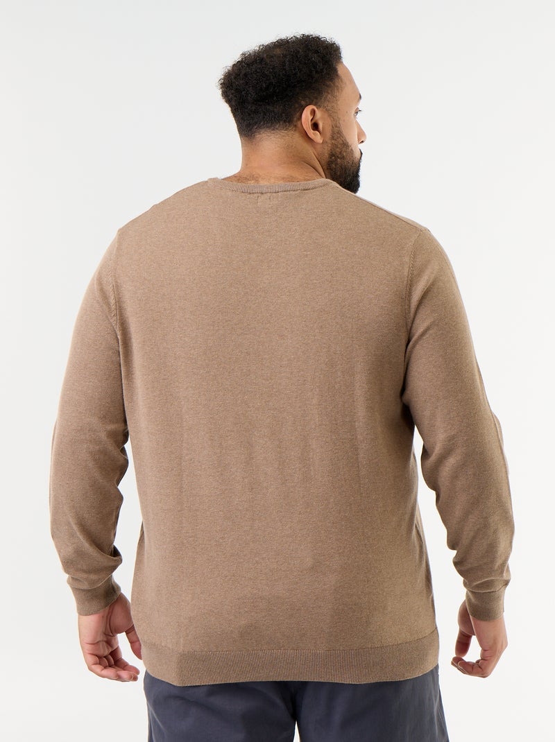 Maglione in maglia con scollo a V Marrone - Kiabi