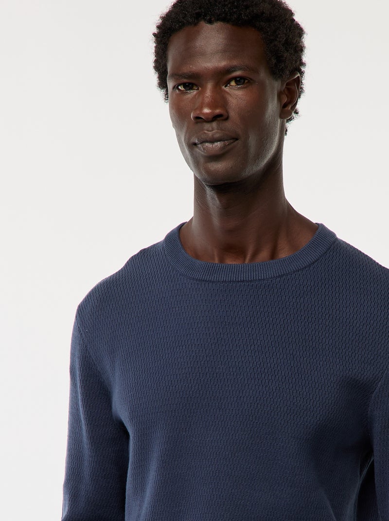 Maglione in maglia fantasia a girocollo Blu - Kiabi