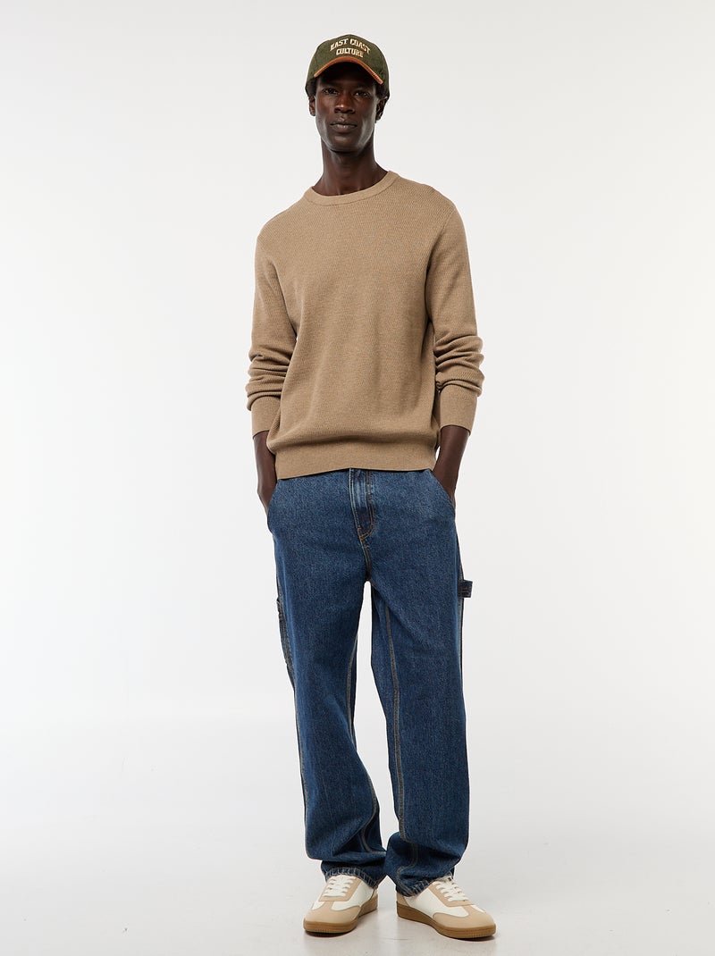 Maglione in maglia fantasia con collo rotondo Marrone - Kiabi