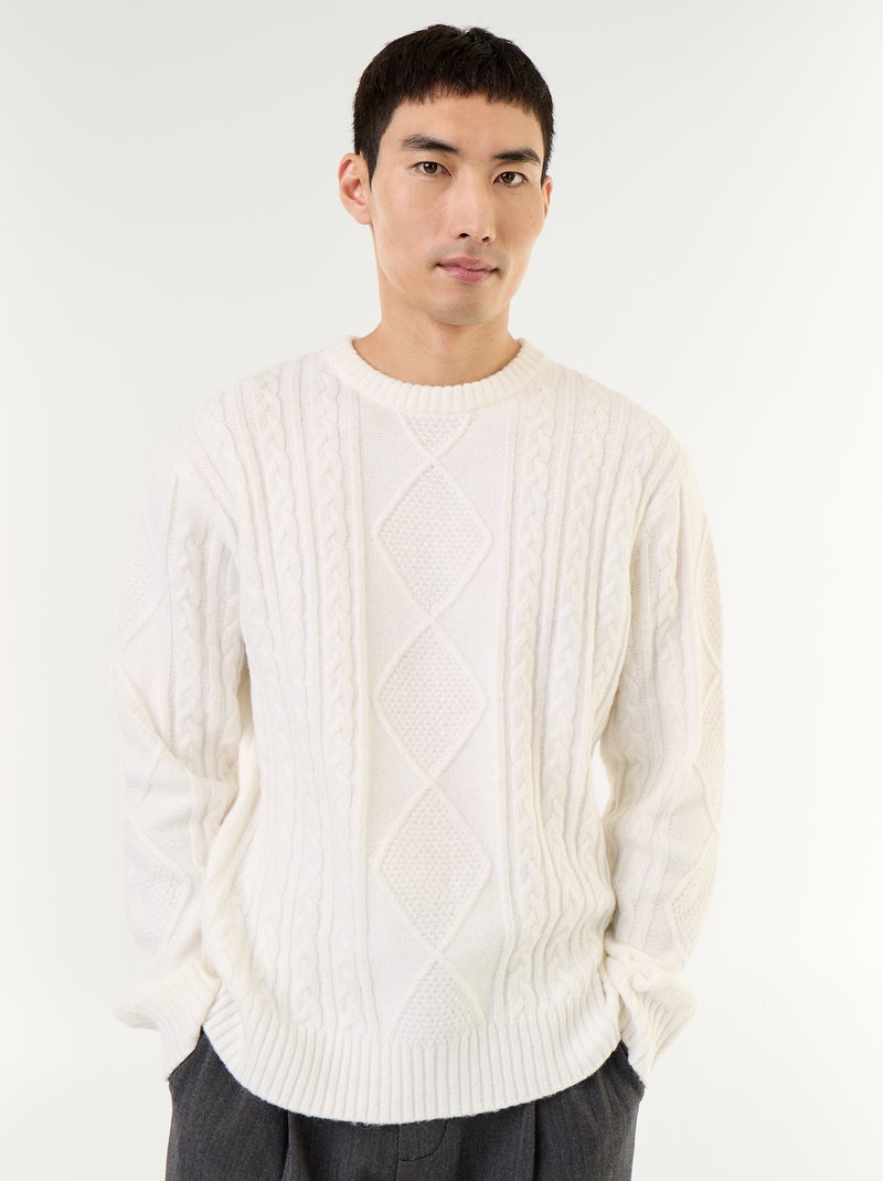 Maglione in maglia grossa con trecce Bianco - Kiabi