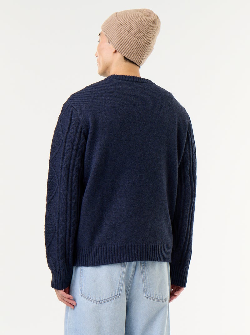 Maglione in maglia grossa con trecce Blu - Kiabi