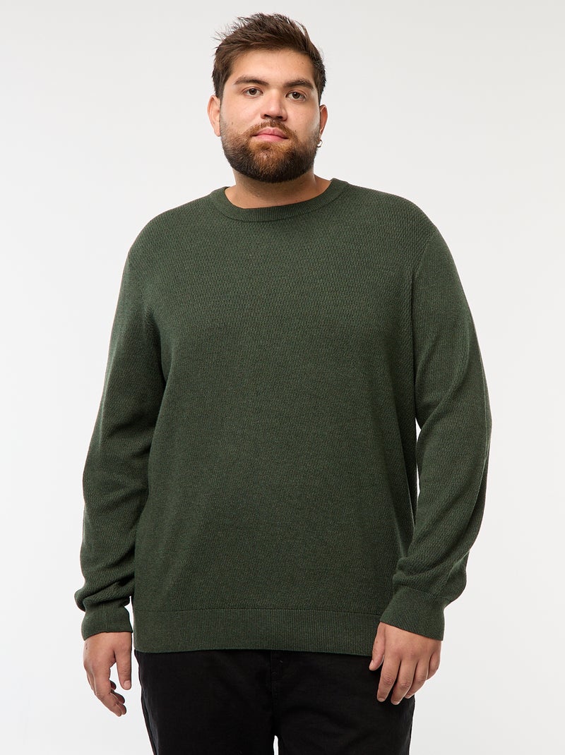 Maglione in maglia tinta unita Kaki - Kiabi