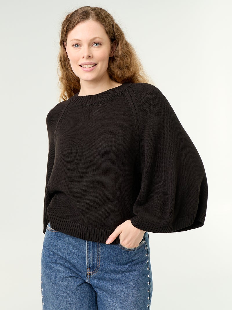 Maglione oversize in maglia con giromanica scesi Nero - Kiabi