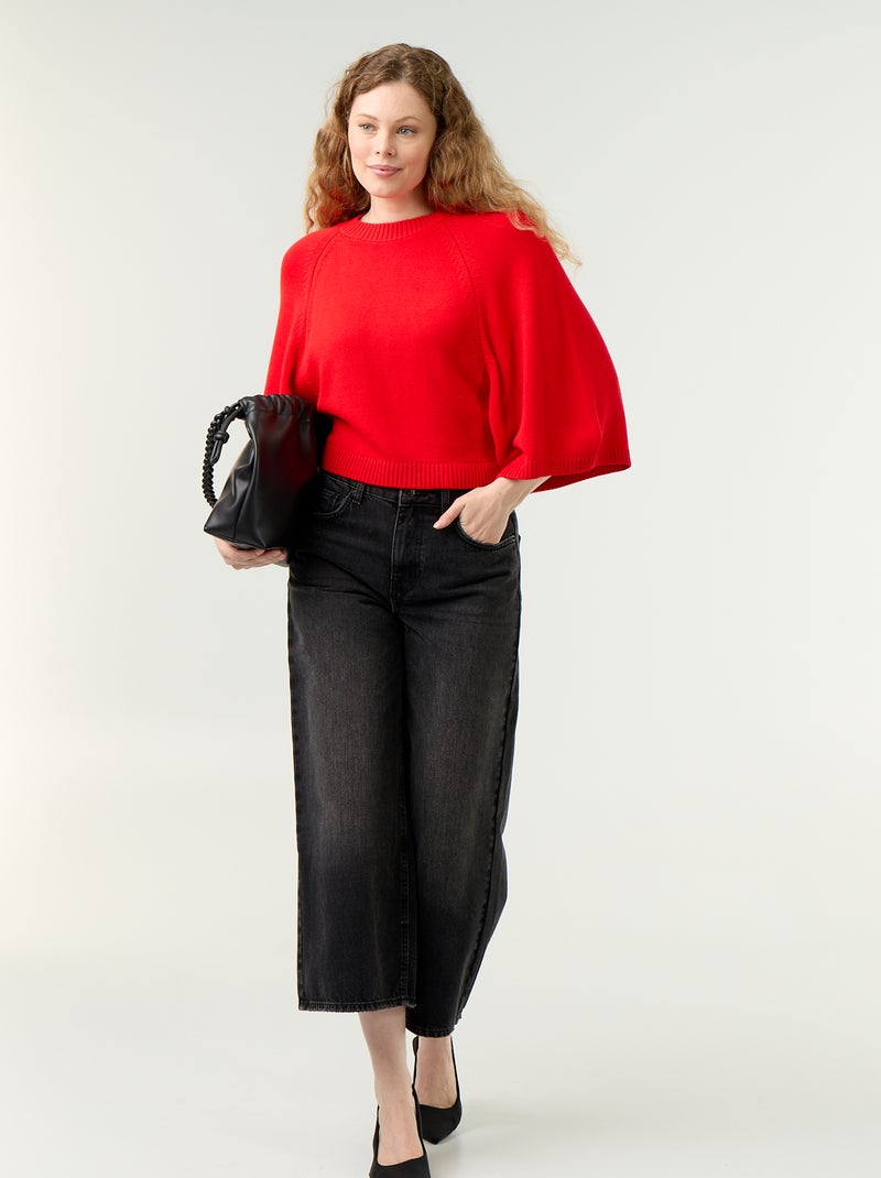 Maglione oversize in maglia con giromanica scesi Rosso - Kiabi