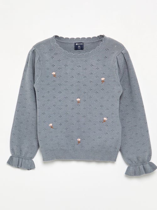 Maglione ricamato in maglia traforata - Kiabi Maglione ricamato in maglia traforata - Kiabi