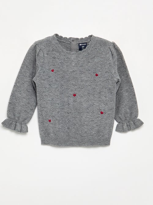 Maglione ricamato in maglia traforata - Kiabi Maglione ricamato in maglia traforata - Kiabi