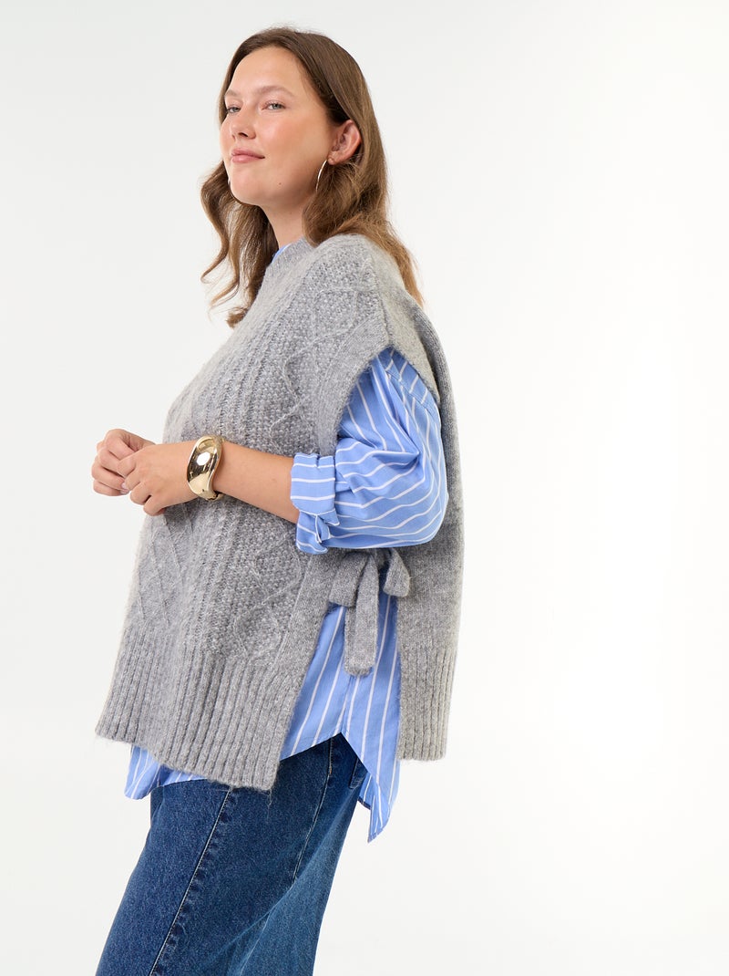 Maglione senza maniche con laccetti sui lati Grigio - Kiabi