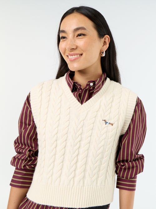 Maglione senza maniche in maglia a trecce - Kiabi Maglione senza maniche in maglia a trecce - Kiabi