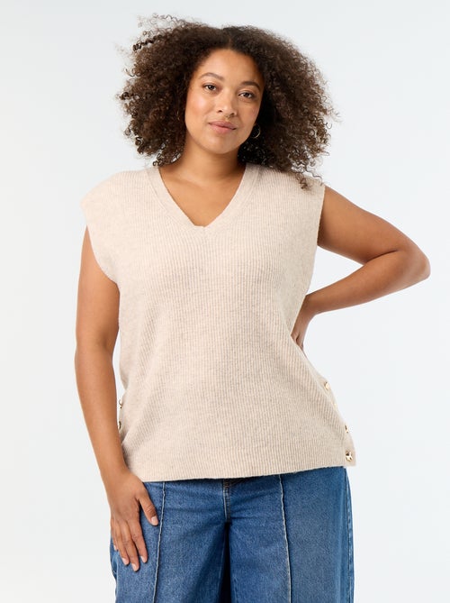 Maglione smanicato con gioielli fantasia dorati - Kiabi