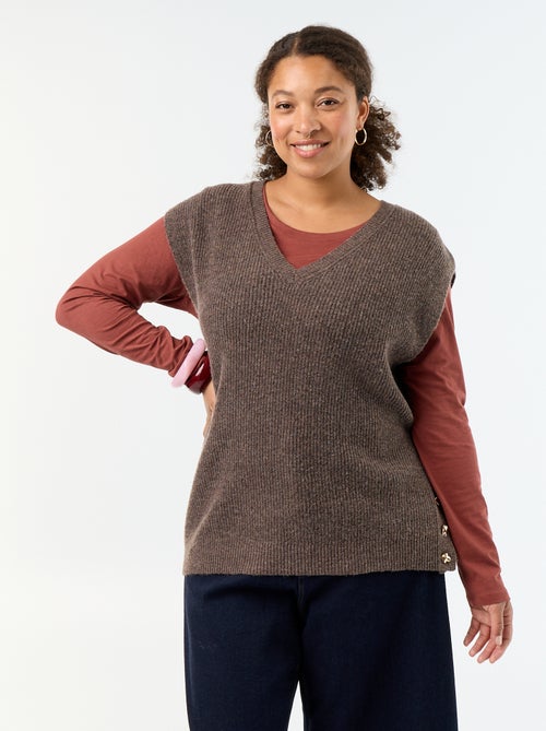 Maglione smanicato con gioielli fantasia dorati - Kiabi