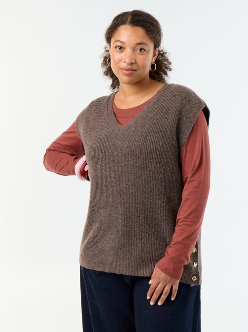 Maglione smanicato con gioielli fantasia dorati - Kiabi