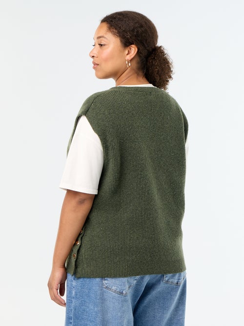 Maglione smanicato con gioielli fantasia dorati - Kiabi