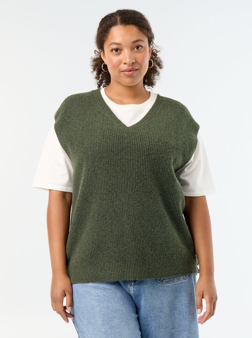 Maglione smanicato con gioielli fantasia dorati - Kiabi