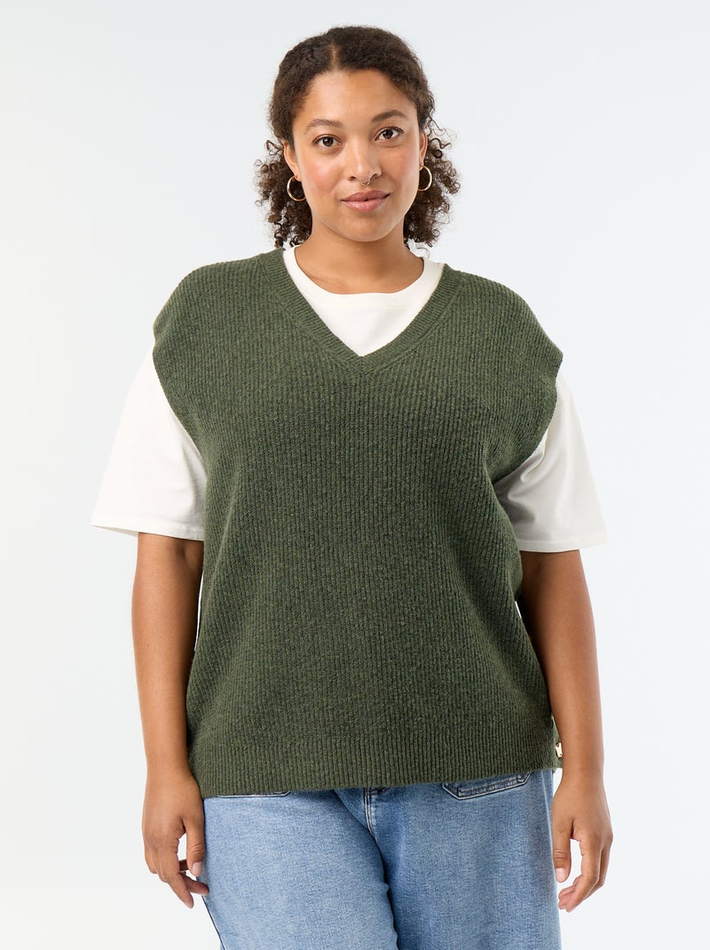 Maglione smanicato con gioielli fantasia dorati Verde - Kiabi