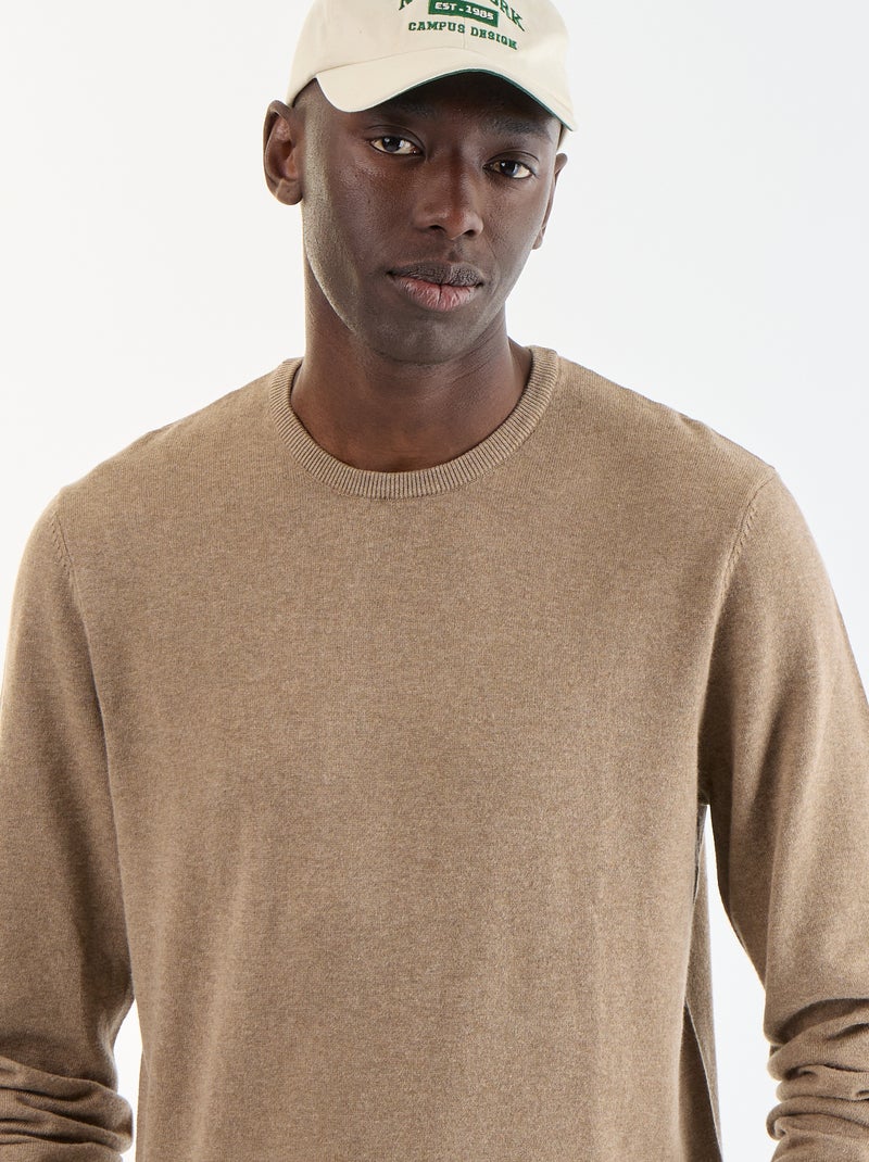 Maglione tinta unita con scollo rotondo BEIGE - Kiabi