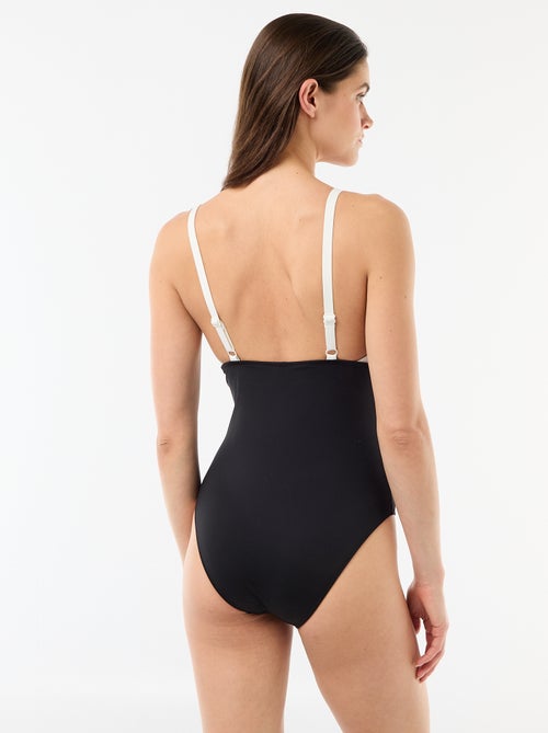 Maillot de bain 1 pièce avec bretelles contrastées - Kiabi