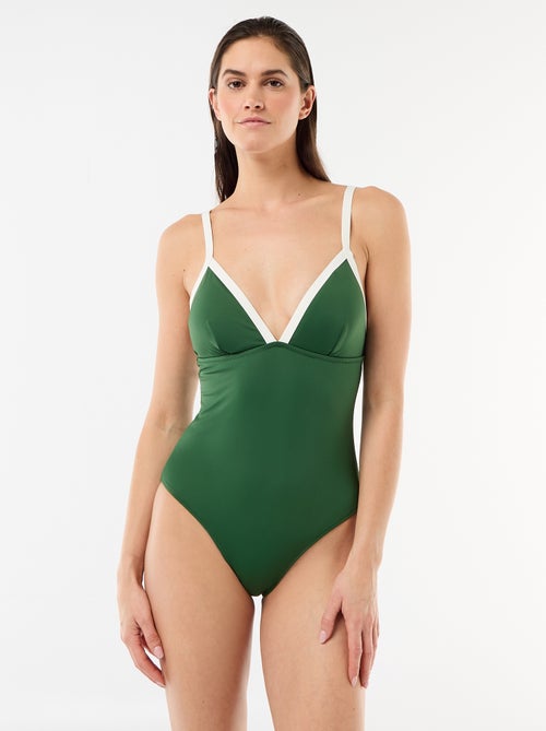 Maillot de bain 1 pièce avec bretelles contrastées - Kiabi