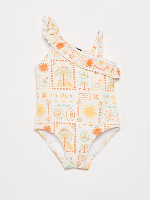 Maillot de bain 1 pièce avec col volanté - Kiabi