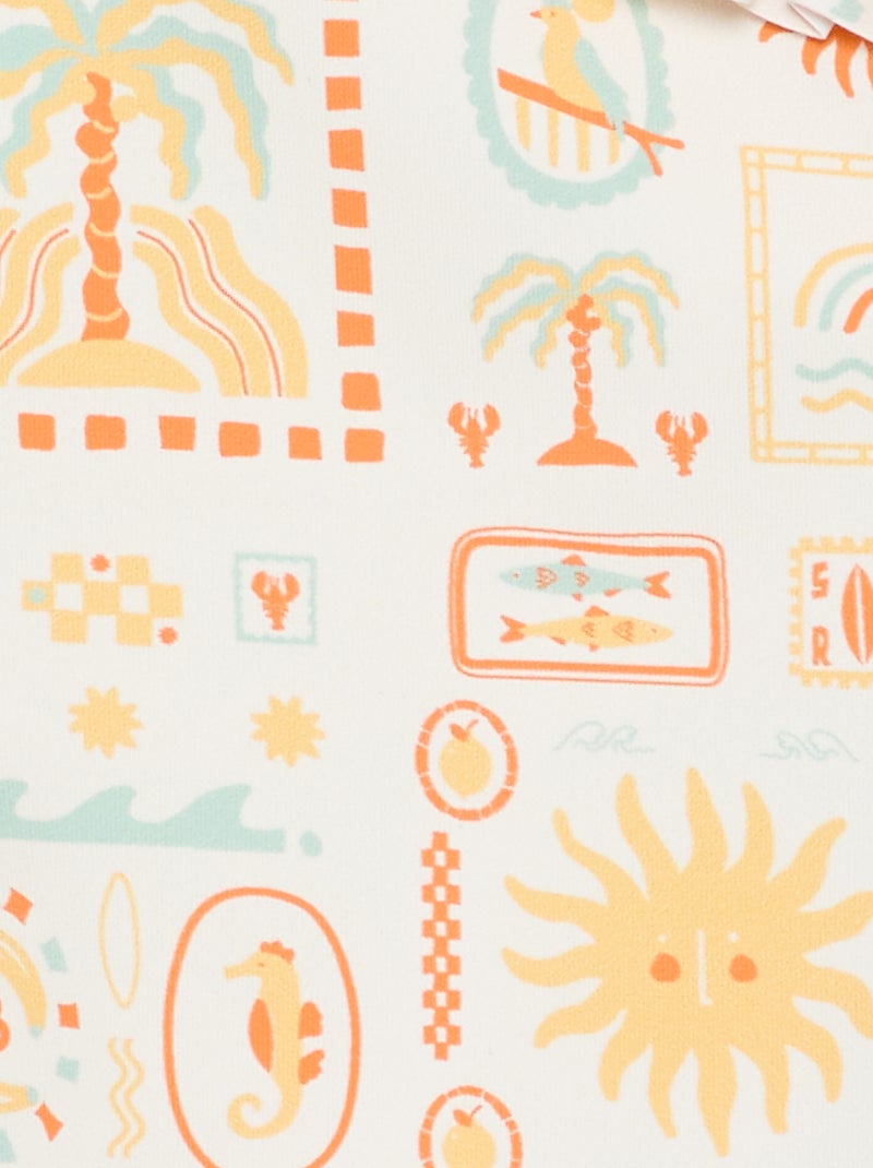 Maillot de bain 1 pièce avec col volanté Blanc - Kiabi