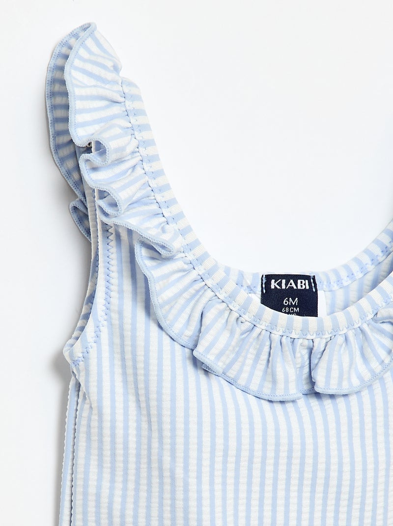 Maillot de bain 1 pièce avec volants Bleu - Kiabi